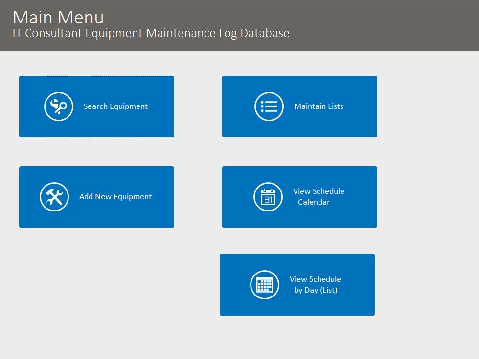 IT Consultant Equipment Maintenance Log Tracking Template | Equipment Database